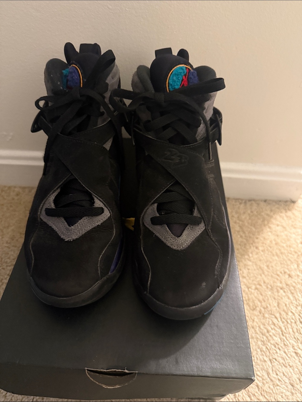 Jordan Kids Black & Gray High-Top Sneakers with Colored Tongue Logo